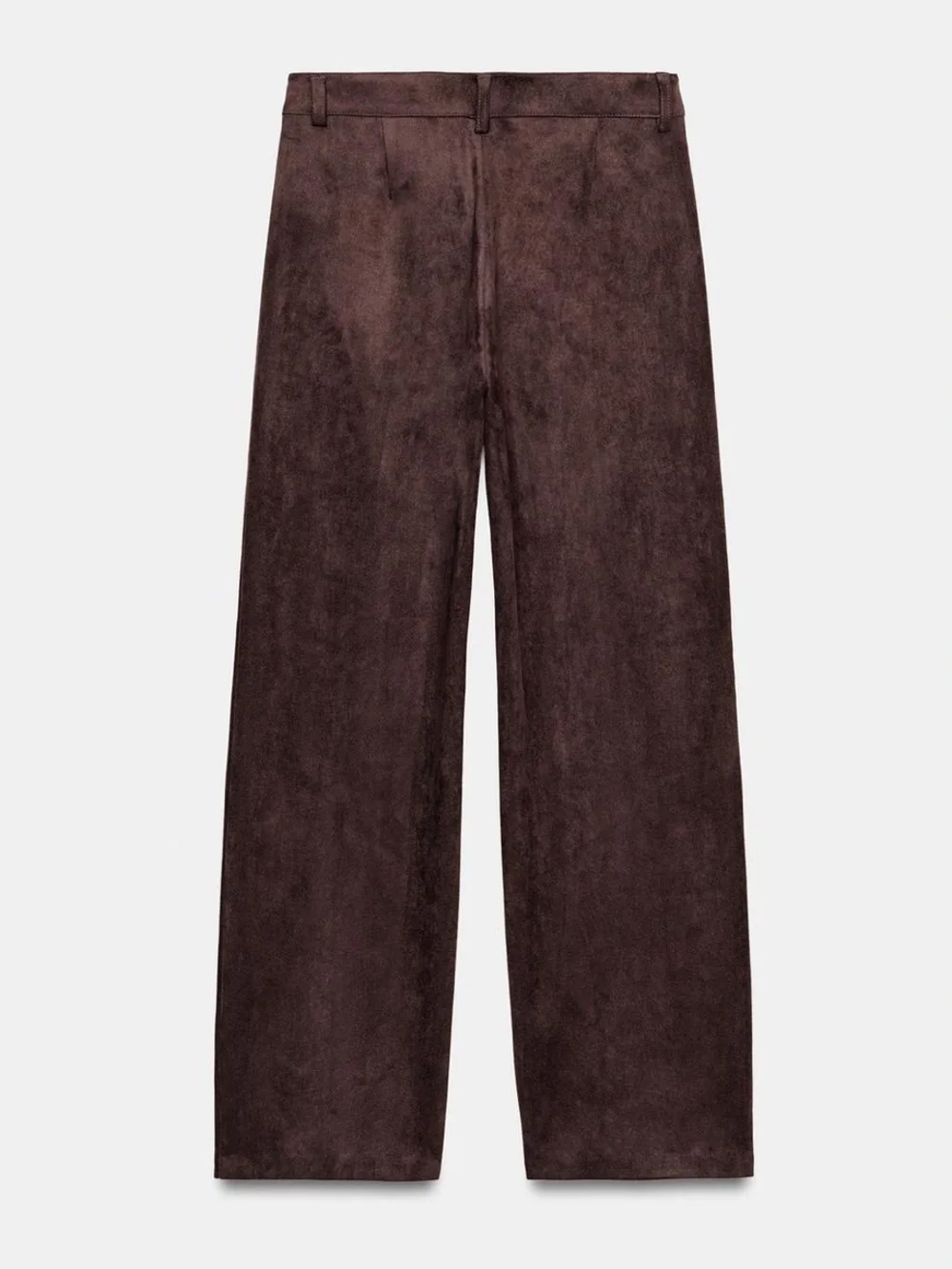 Zara NWT Wide-Leg faux suede Pants Dark Brown